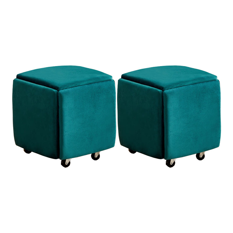 Modern Plain Boucle Ottoman Velvet Square with Storage Target Pouf