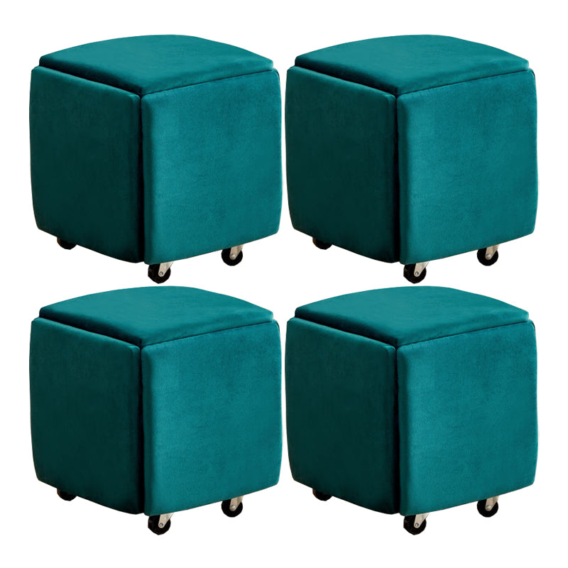 Modern Plain Boucle Ottoman Velvet Square with Storage Target Pouf