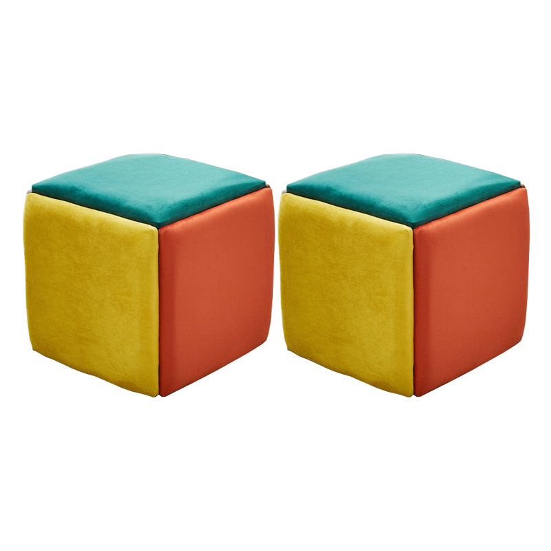 Modern Plain Boucle Ottoman Velvet Square with Storage Target Pouf