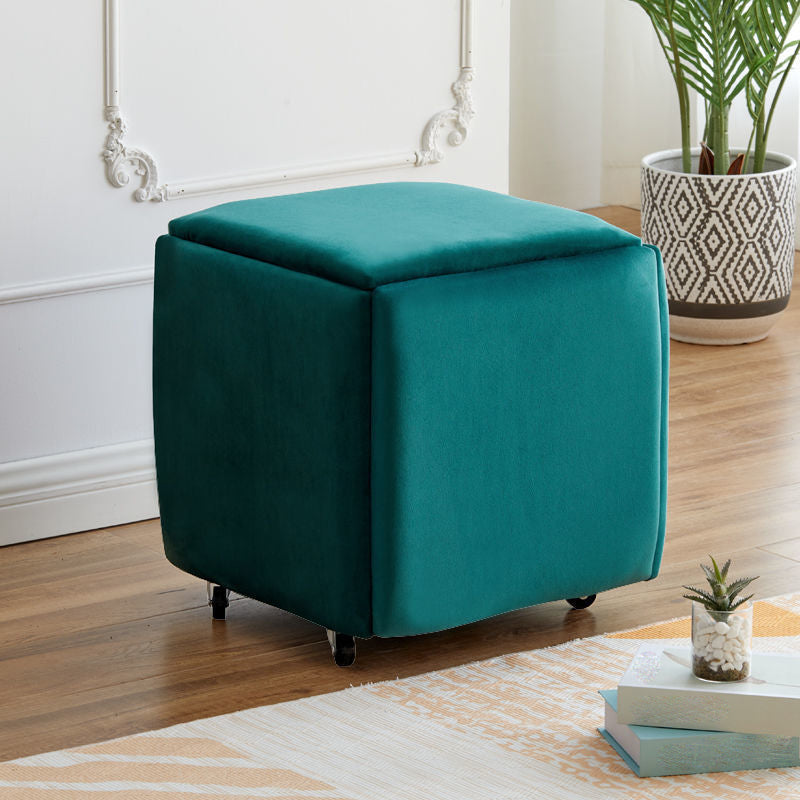 Modern Plain Boucle Ottoman Velvet Square with Storage Target Pouf
