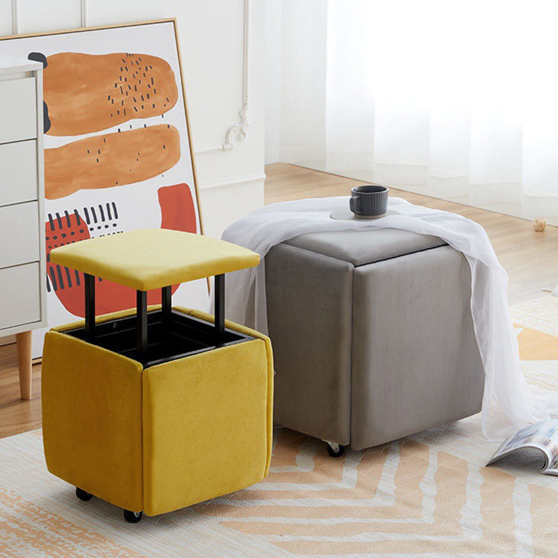 Modern Plain Boucle Ottoman Velvet Square with Storage Target Pouf