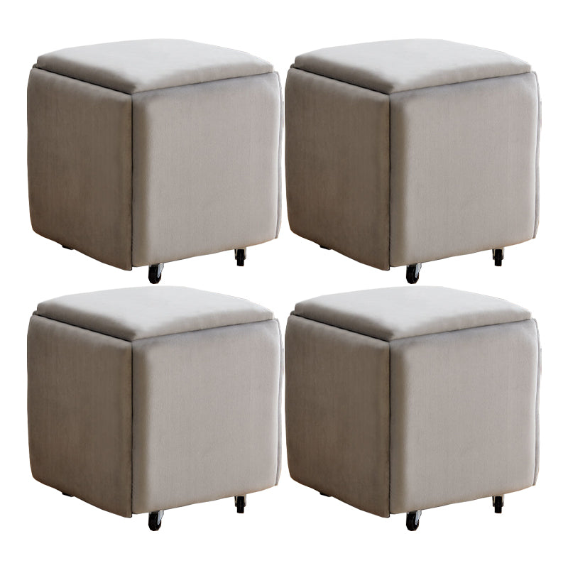 Modern Plain Boucle Ottoman Velvet Square with Storage Target Pouf