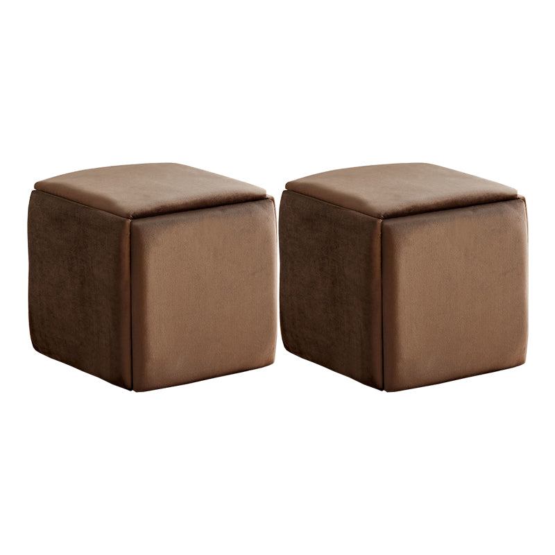 Modern Plain Boucle Ottoman Velvet Square with Storage Target Pouf