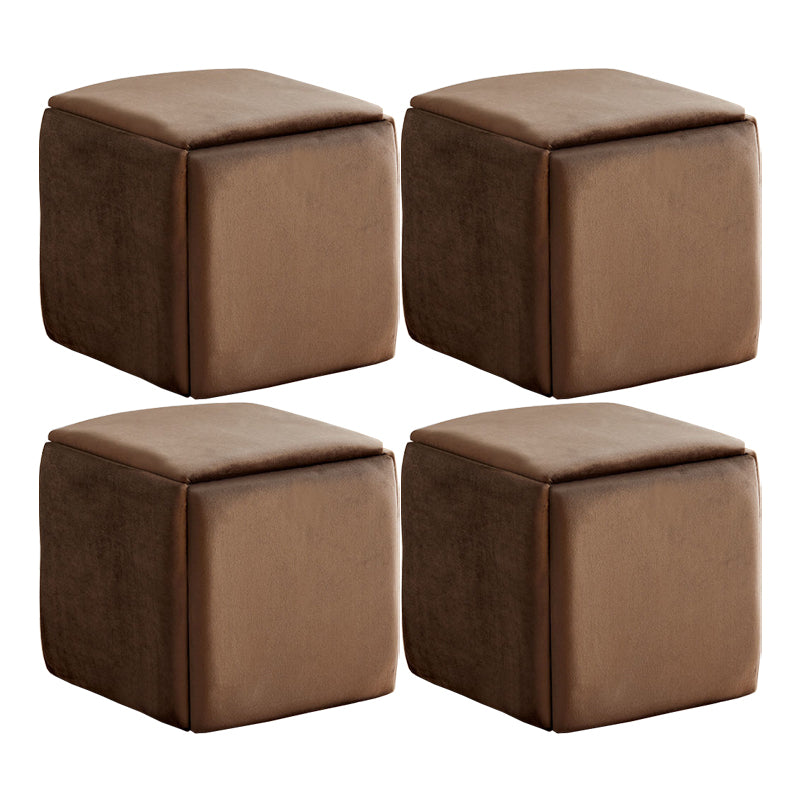 Modern Plain Boucle Ottoman Velvet Square with Storage Target Pouf