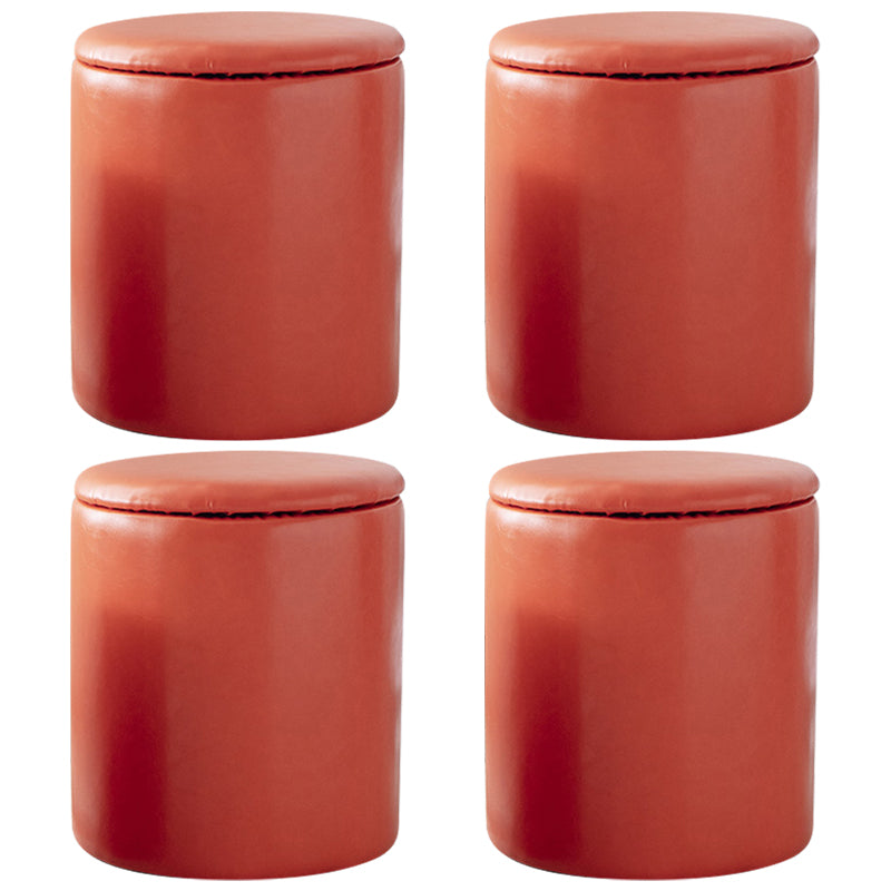 Modern Plain Storage Ottoman PU Leather Cylinder Shape with Storage Pouf Chair