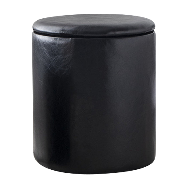 Modern Plain Storage Ottoman PU Leather Cylinder Shape with Storage Pouf Chair