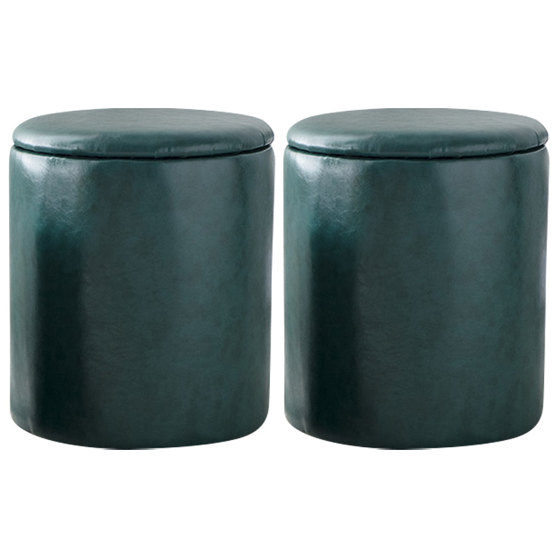 Modern Plain Storage Ottoman PU Leather Cylinder Shape with Storage Pouf Chair