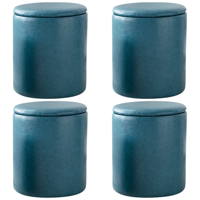 Modern Plain Storage Ottoman PU Leather Cylinder Shape with Storage Pouf Chair