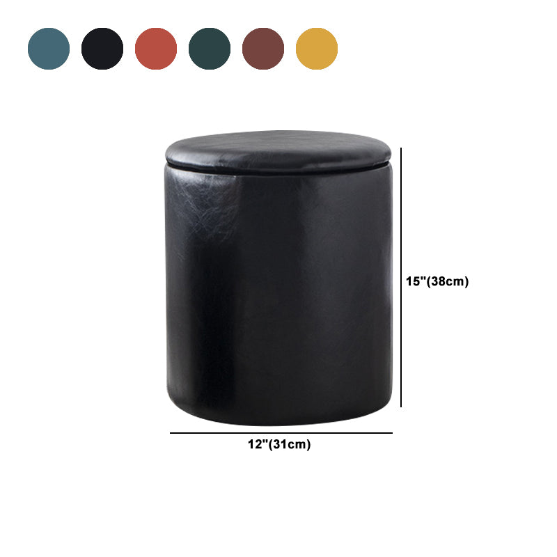 Modern Plain Storage Ottoman PU Leather Cylinder Shape with Storage Pouf Chair