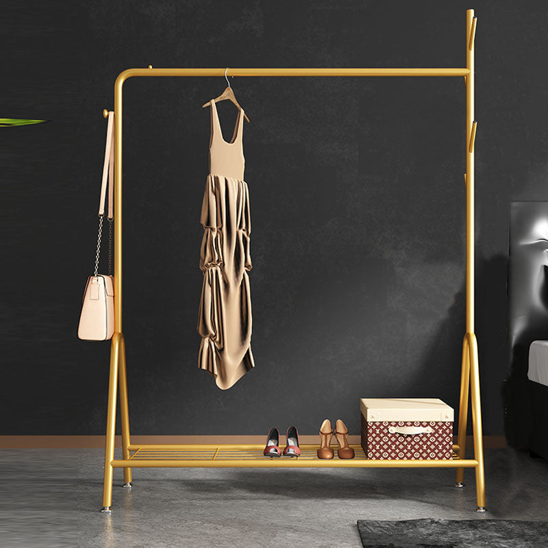 Contemporary Coat Hanger Metal Hooks Shelving Included Free Standing Coat Rack