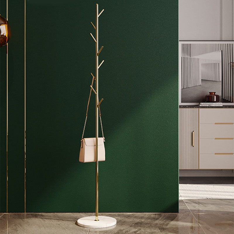 Glam Coat Rack Coat Hook Free Standing Metal Hall Stand with Slate Base