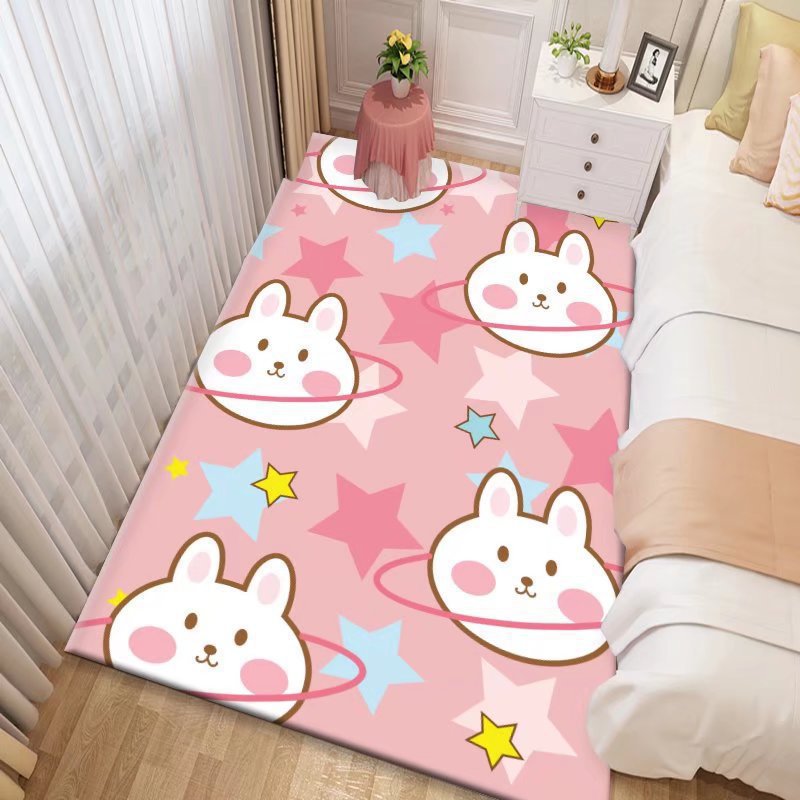Lovely Cartoon Pattern Rug Rectangle Stain Resistant Rug for Home Decor