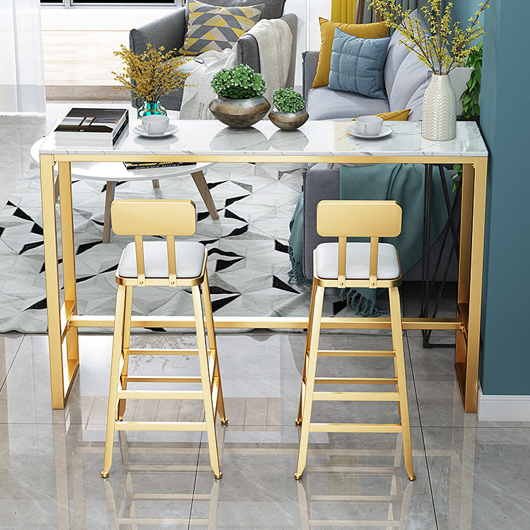 Glam Style 1/2/3 Pieces Bar Table Set Rectangle Bar Table with High Stools for Kitchen