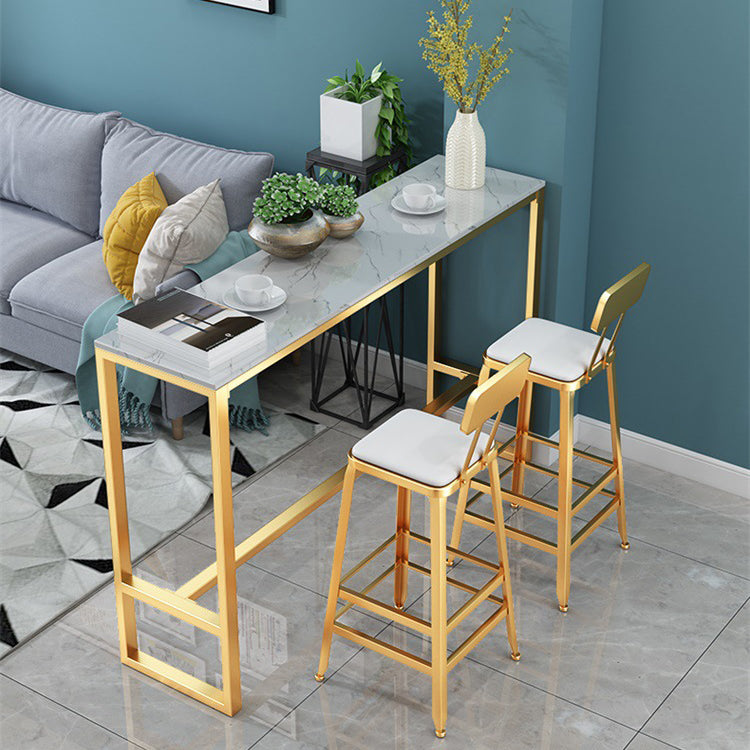 Glam Style 1/2/3 Pieces Bar Table Set Rectangle Bar Table with High Stools for Kitchen