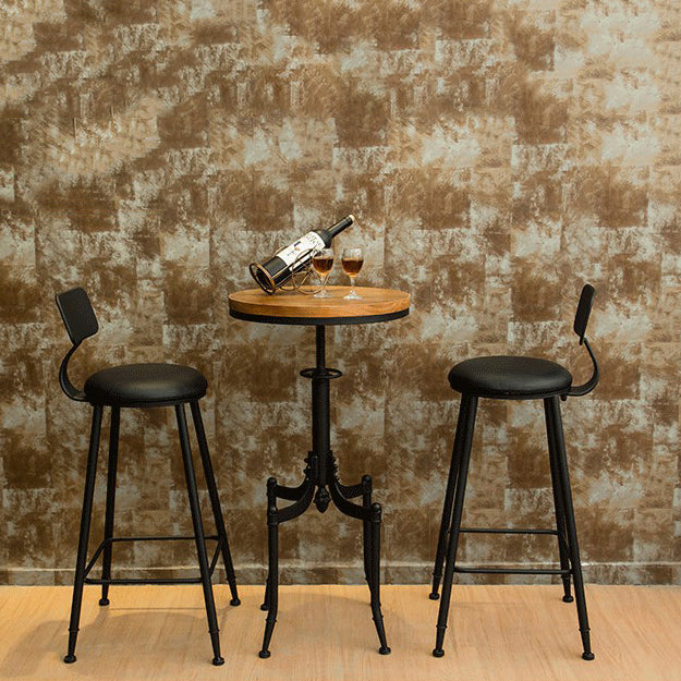 Industrial Wood Bar Table Set 1/2/3 Pieces Round Counter Set for Home Use