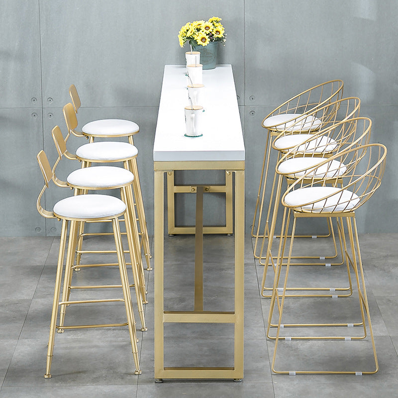 Glam 1/2/5/9 Pieces Bar Table Set Rectangle Bar Table with High Metal Stools for Home