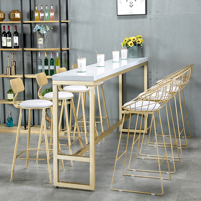 Glam 1/2/5/9 Pieces Bar Table Set Rectangle Bar Table with High Metal Stools for Home