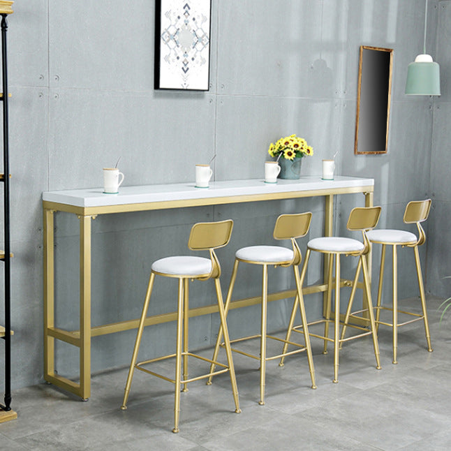 Glam 1/2/5/9 Pieces Bar Table Set Rectangle Bar Table with High Metal Stools for Home