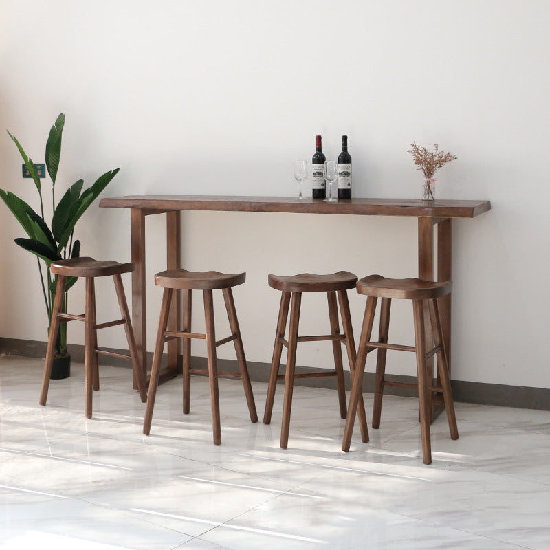 Industrial 1/2/4/5 Pieces Wooden Bar Table Set Rectangle Bar Table with High Stools