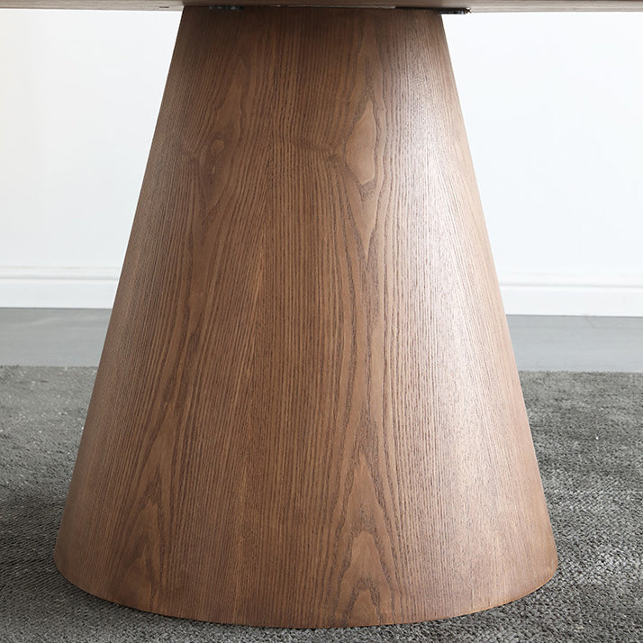 Solid Wood Dining Set 1/2/5/7 Pcs Pedestal Base Table with Upholstered Chairs