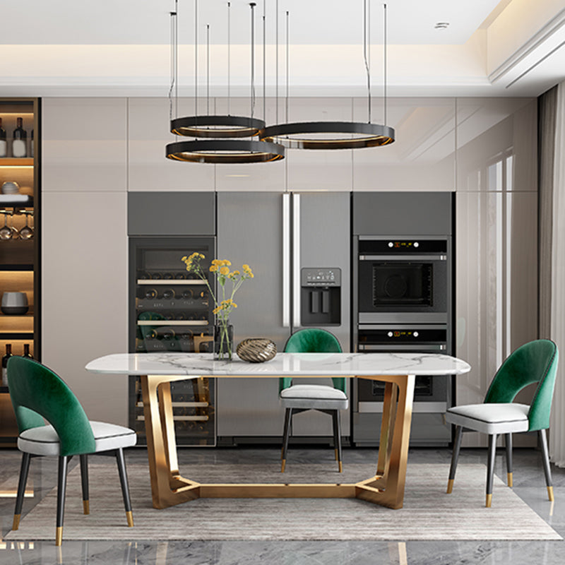 Contemporary Sintered Stone Rectangle Table Set 1/2/3/4/7/8 Pieces Dining Set for Home