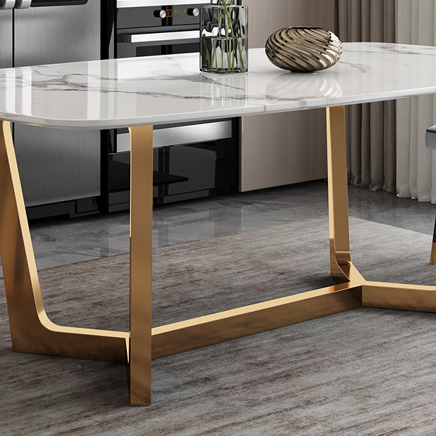 Contemporary Sintered Stone Rectangle Table Set 1/2/3/4/7/8 Pieces Dining Set for Home