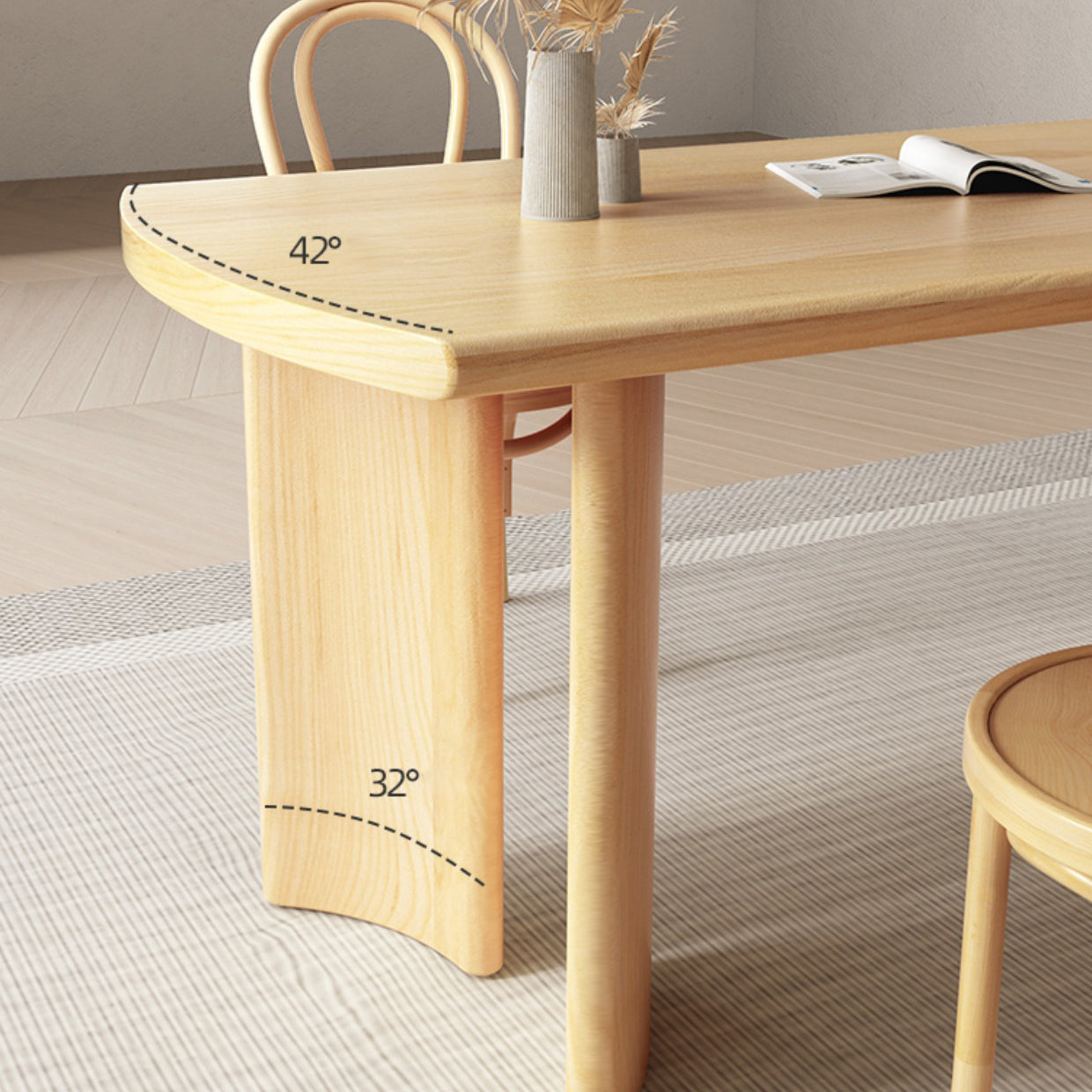 Modern 1/3/4/5/7 Pieces Rectangle Dining Set Solid Wood Dinette Table with Chairs