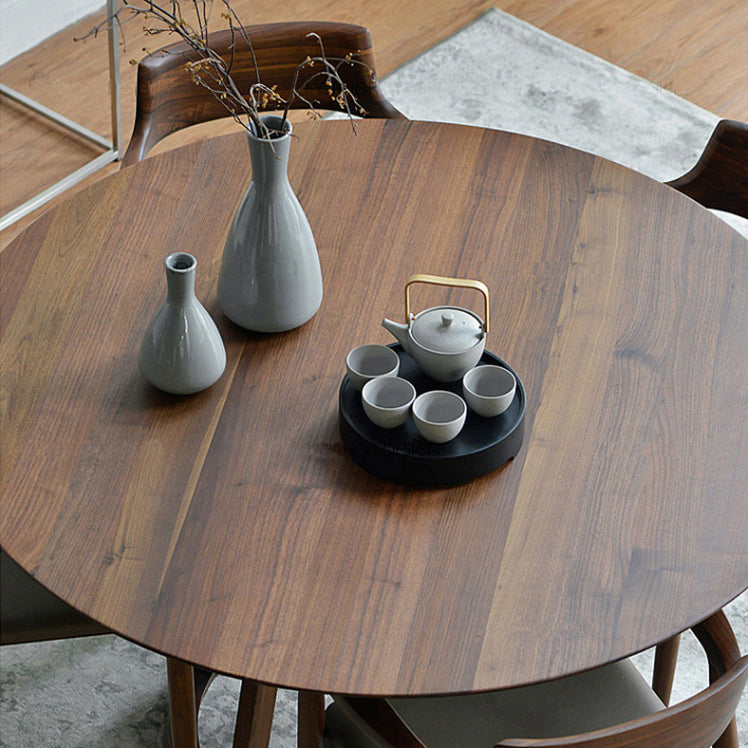 Modern Round Dining Table 1/2/5 Pieces Solid Wood Dining Room Table with Chairs