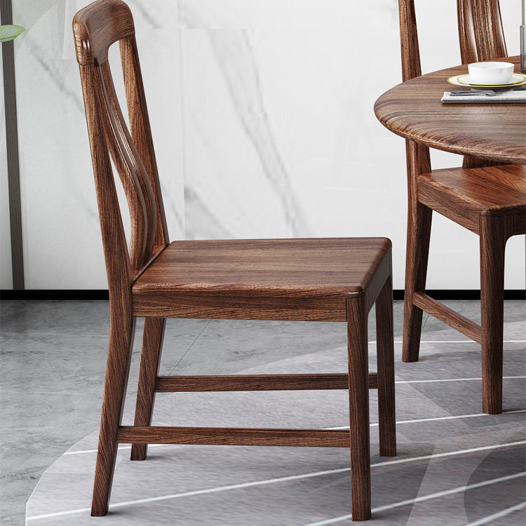 Solid Wood Dining Set 1/2/5/7 Pcs Round Dining Table with Slat Back Chairs