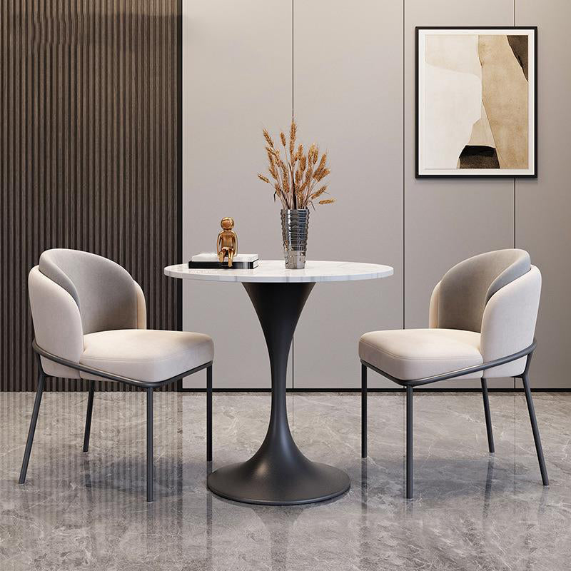 Modern Sintered Stone Dining Set Round 1/2/3/4/5 Pieces Dining Set for Home Use