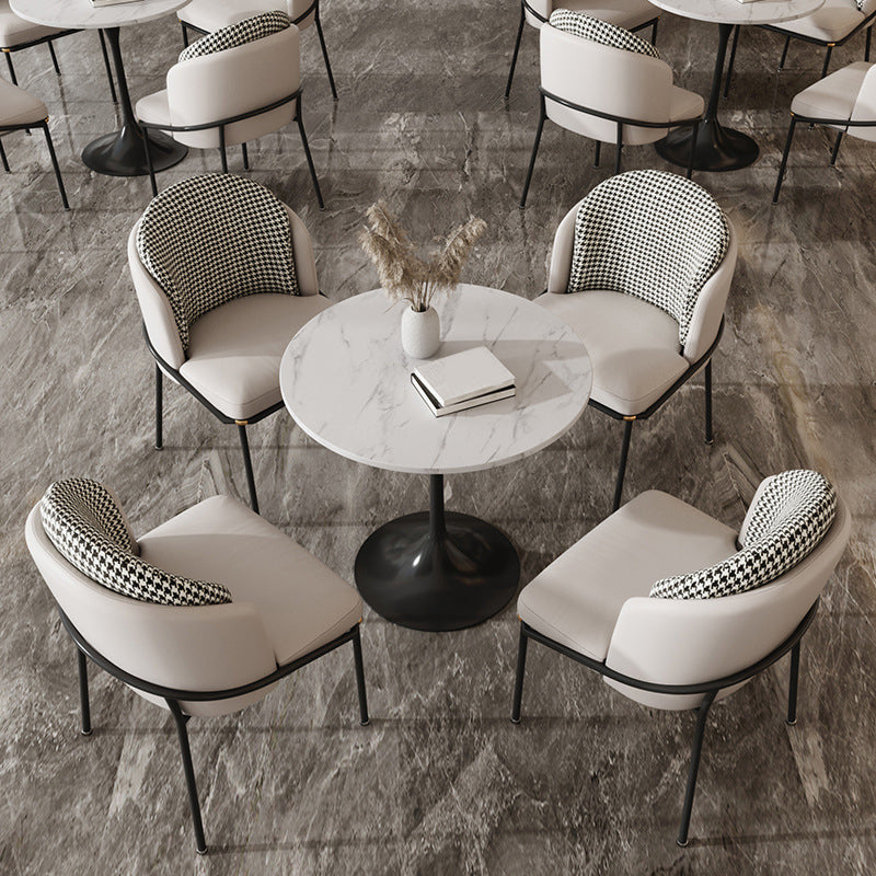 Glam Style Sintered Stone Dining Set Round 1/2/5 Pieces Dining Set