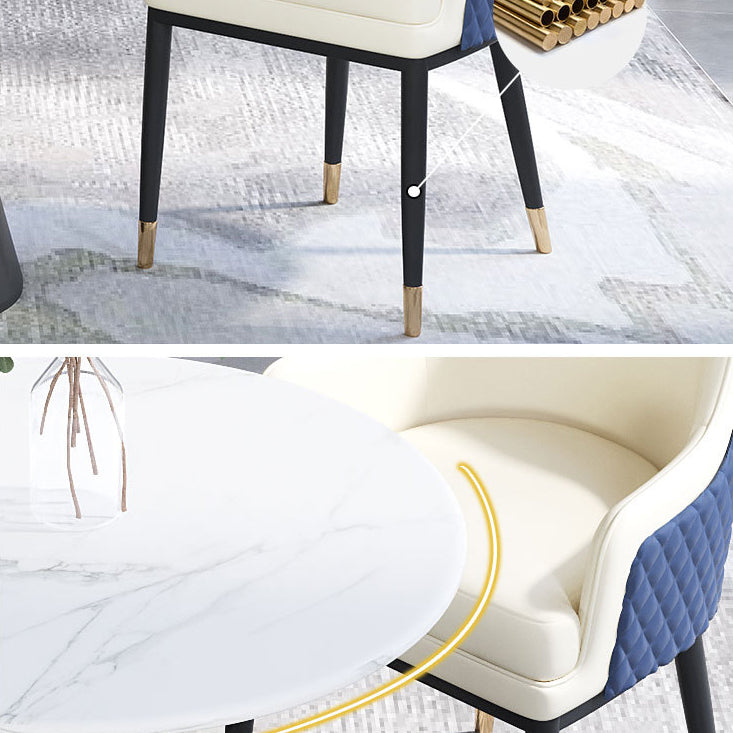 Contemporary Faux Marble Dining Table Set Round 1/2/3/4/5 Pieces Dining Set for Home Use