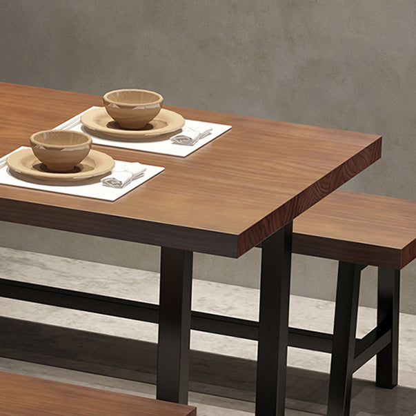 Industrial Dining Table Set 1/2/3/5 Pcs Solid Wood Top Table with Arm Chairs