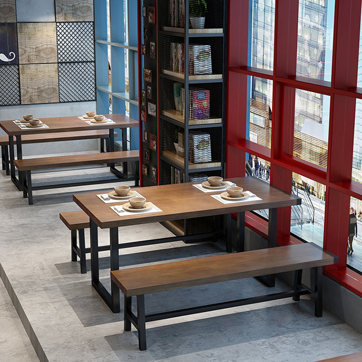 Industrial Dining Table Set 1/2/3/5 Pcs Solid Wood Top Table with Arm Chairs