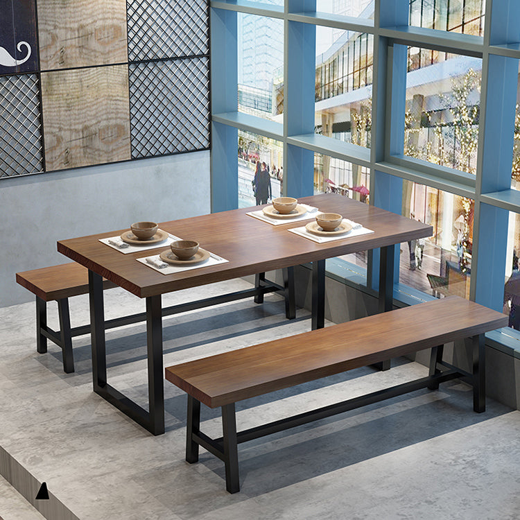 Industrial Dining Table Set 1/2/3/5 Pcs Solid Wood Top Table with Arm Chairs