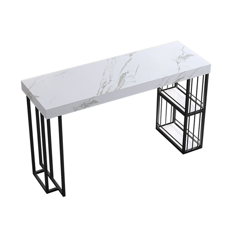 Modern 1/3 Pieces Bar Table Set Rectangle Stone Counter Table with Stools for Dining Room