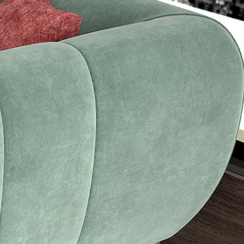 Fabric Sofa with Pillow Sewn Back and Tuxedo Arm for Living Room