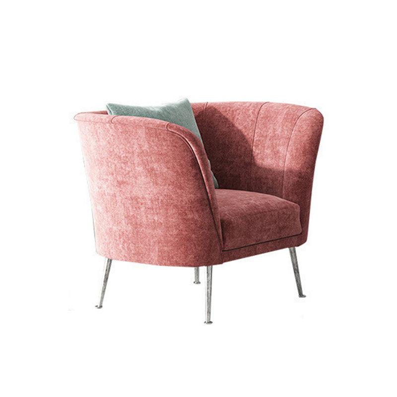 Fabric Sofa with Pillow Sewn Back and Tuxedo Arm for Living Room