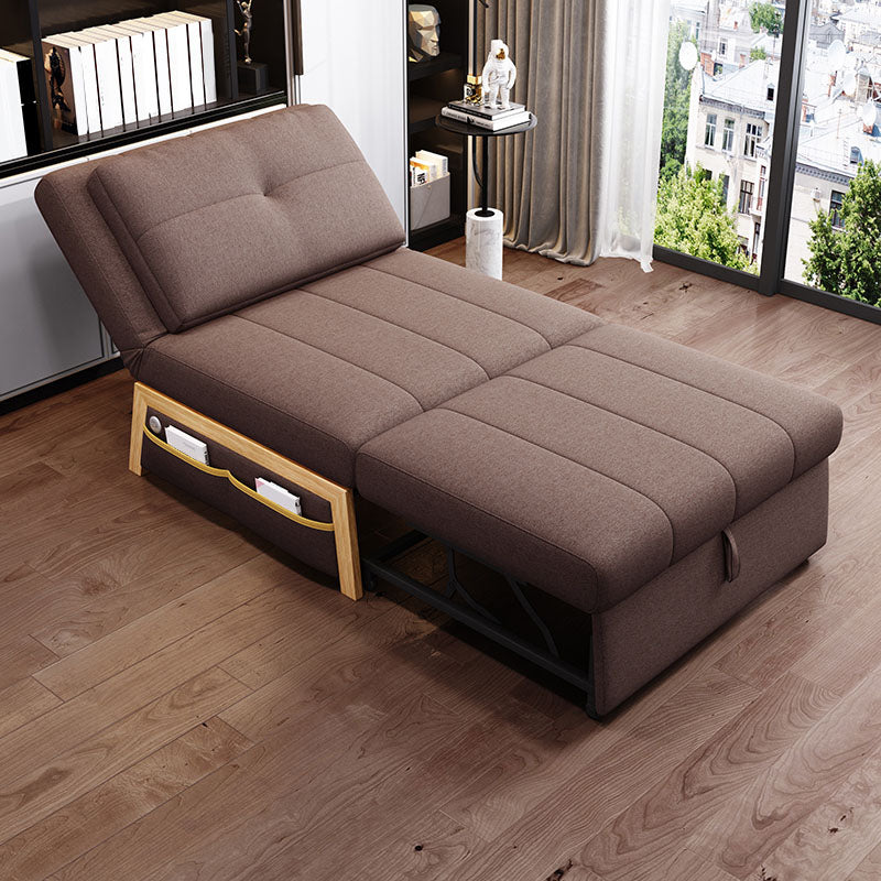 Contemporary Fabric Sofa Bed Sewn Pillow Back Sofa Bed in Brown