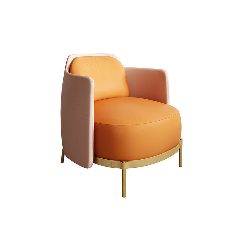 Curved Faux Leather Sofa with Tight Back for Living Room Modern Style