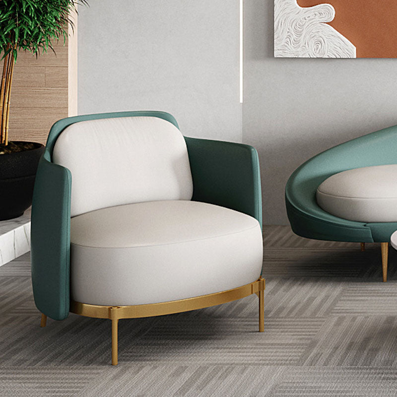 Curved Faux Leather Sofa with Tight Back for Living Room Modern Style
