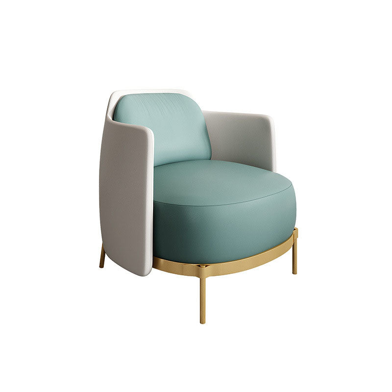 Curved Faux Leather Sofa with Tight Back for Living Room Modern Style