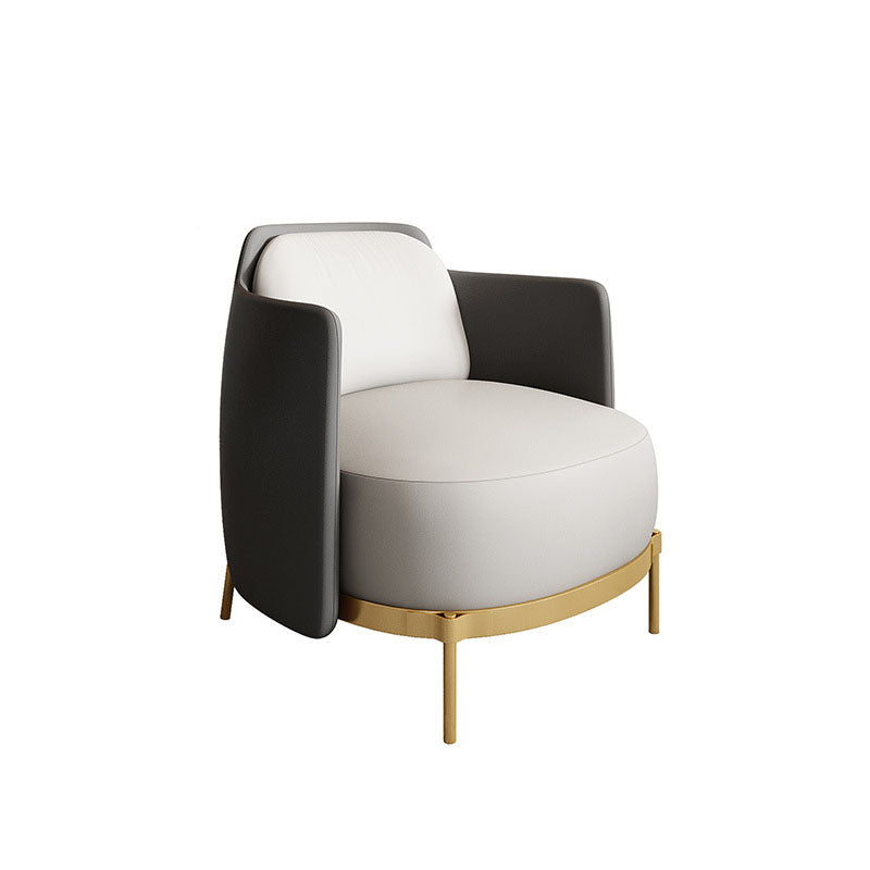 Curved Faux Leather Sofa with Tight Back for Living Room Modern Style