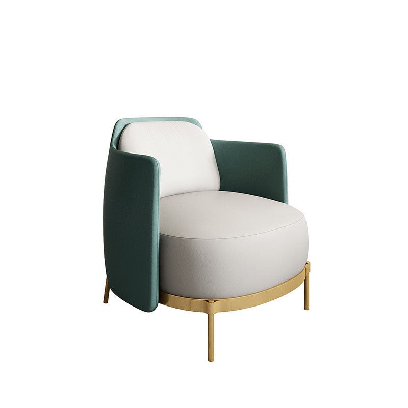 Curved Faux Leather Sofa with Tight Back for Living Room Modern Style