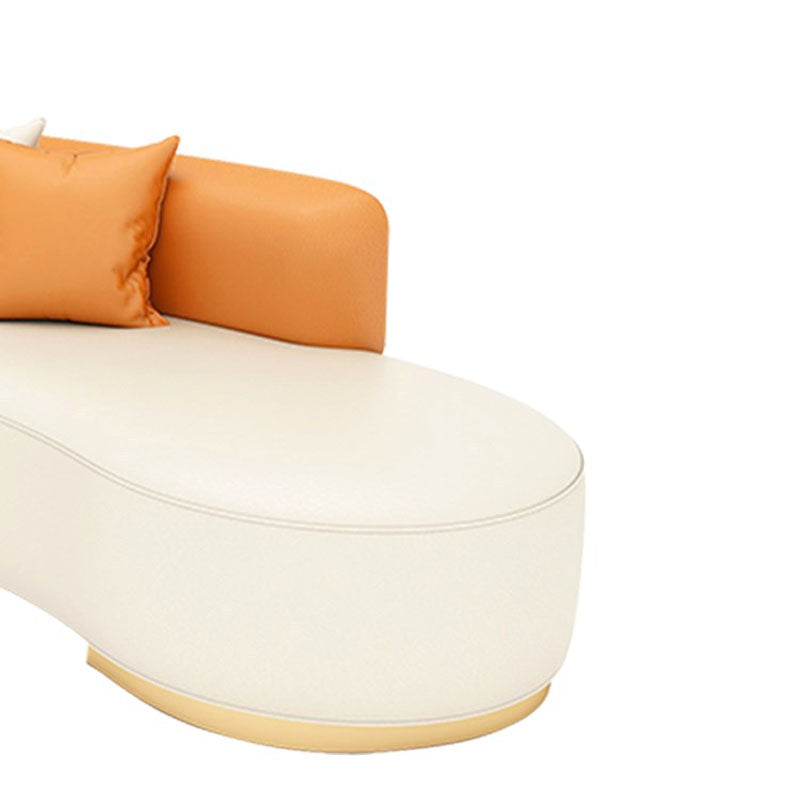 Contemporary Style Curved Sofa Faux Leather Sofa for Living Room