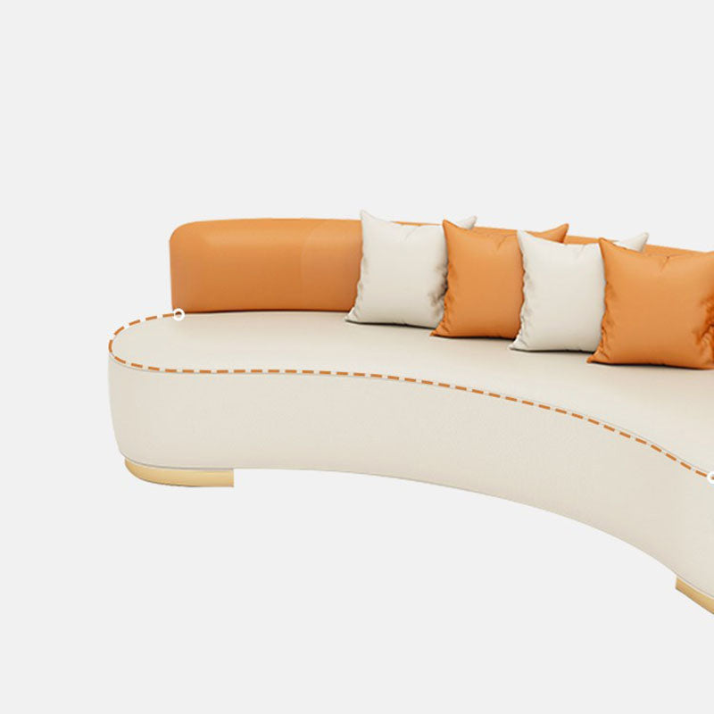Contemporary Style Curved Sofa Faux Leather Sofa for Living Room