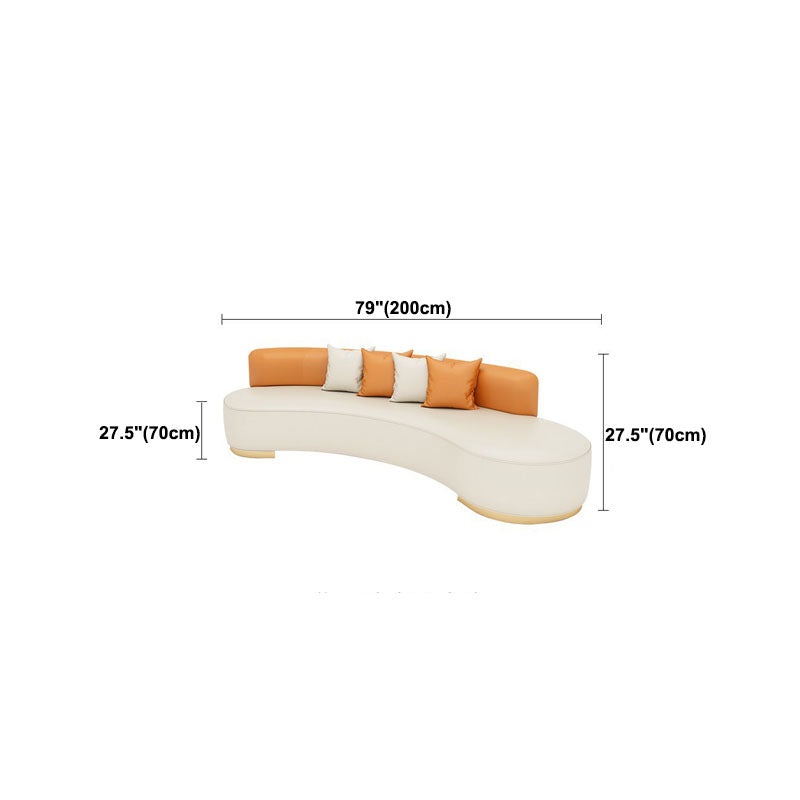 Contemporary Style Curved Sofa Faux Leather Sofa for Living Room