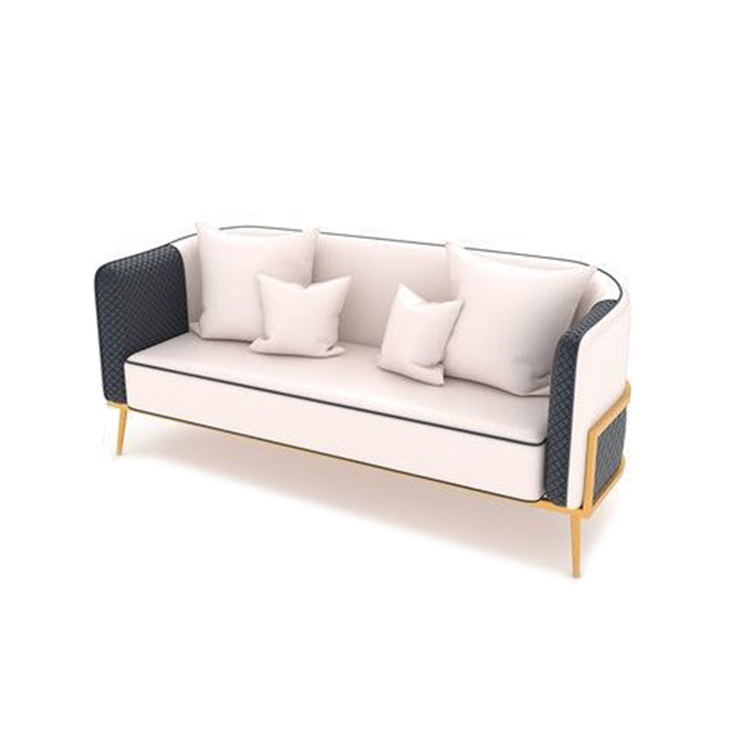 Modern Tuxedo Arm Sofa 29.53" H Faux Leather Seating with Gold Frame