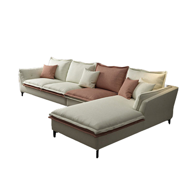 Faux Leather Pillow Top-arm Sectionals with Pillowed Back Cushions