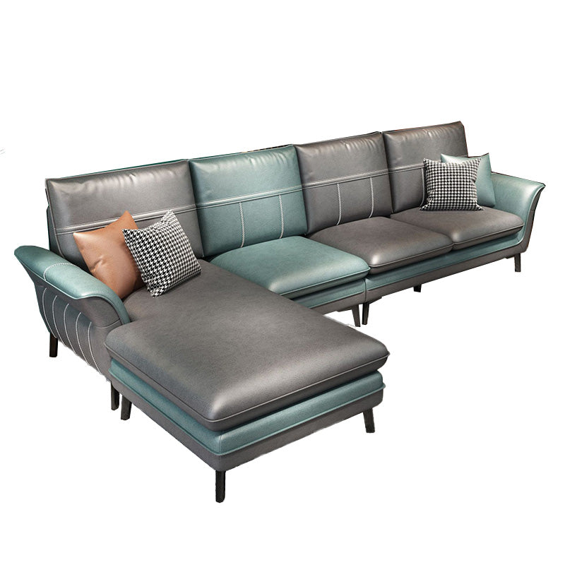 Pillowed Back Cushions Sectional Sofa with Flared Arm,137.80" L